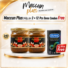 Maccun Plus 240g jar 2 + Durex Condoms Pack